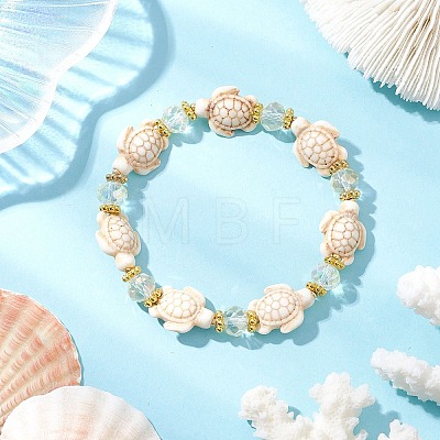 3Pcs 3 Styles Synthetic Turquoise Beads Stretch Bracelets BJEW-JB11574-1