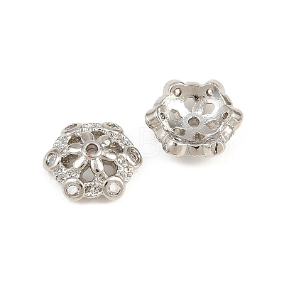 Brass Micro Pave Clear Cubic Zirconia Bead Caps CU-CBA6A75-32P-1