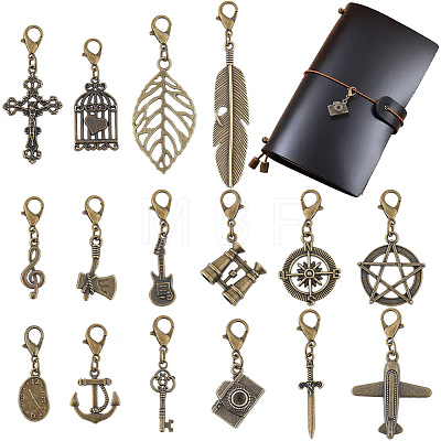 16Pcs Alloy Pendant Decorations HJEW-CP00083-1