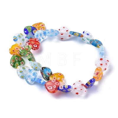 Heart Handmade Millefiori Glass Beads Strands X-LK-R004-68-1