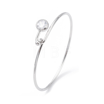Clear Cubic Zirconia Diamond Bangle BJEW-G670-01P-1