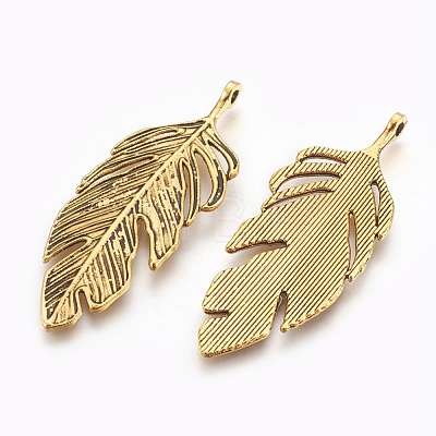 Tibetan Style Alloy Leaf Big Pendants PALLOY-A15448-AG-1