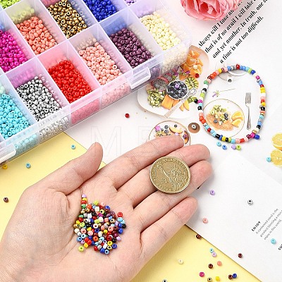 DIY 8/0 Glass Seed Beads Stretch Bracelet Making Kits DIY-YW0001-95-1