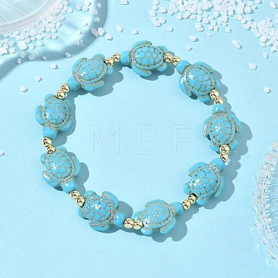 Synthetic Turquoise & Non-magnetic Hematite Beads Stretch Bracelets for Women Men BJEW-JB13729-02-1