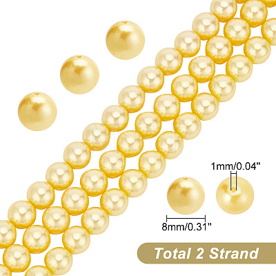   2 Strands Electroplated Shell Pearl Beads Strands BSHE-PH0001-32B-1