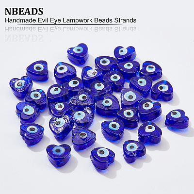  Handmade Evil Eye Lampwork Beads Strands LAMP-NB0001-63-1