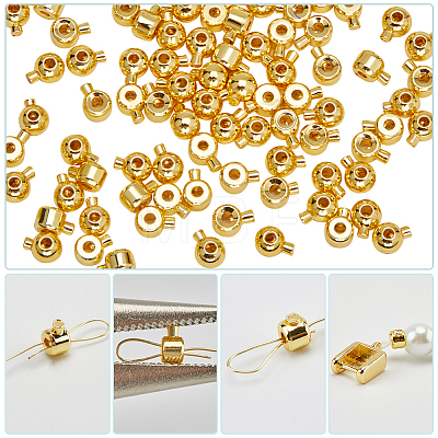 Beebeecraft 100Pcs 2 Styles Brass Crimp Beads KK-BBC0014-28G-1