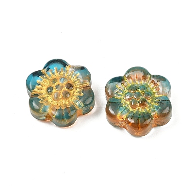 Baking Paint and Golden Metal Enlaced Glass Beads DGLA-T004-10K-1