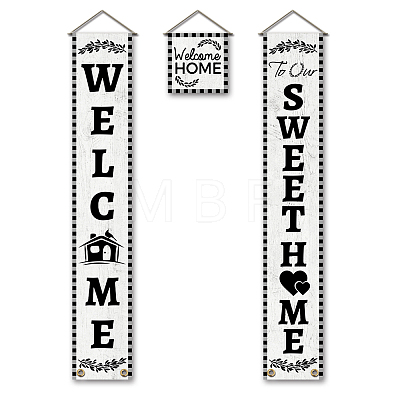 Polyester Hanging Sign for Home Office Front Door Porch Decorations HJEW-WH0023-028-1