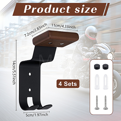 2 Bags Wood & Carbon Alloy Motorcycle Helmet Rack ODIS-DL0001-11-1