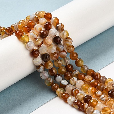 Natural Striped Agate/Banded Agate Beads Strands G-A246-8mm-10-1