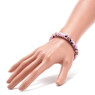 Acrylic Curved Tube Beaded Stretch Bracelet BJEW-JB08443-01-1