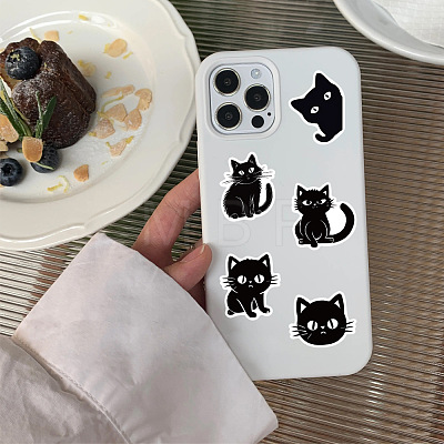 50Pcs PVC Self Adhesive Cat Cartoon Stickers STIC-B001-06-1