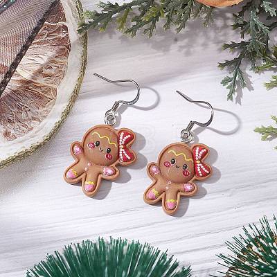 Christmas Resin Dangle Earrings EJEW-JE06089-1