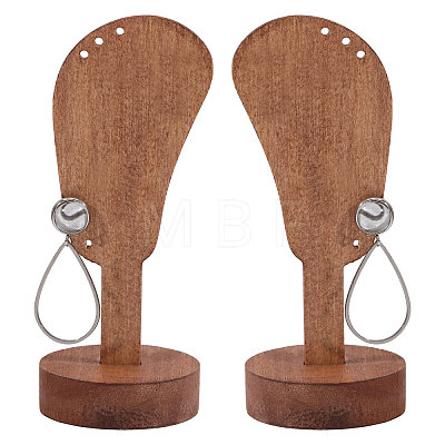 2Pcs Desktop Ear Shaped Wood Earrings Organizer Display Stands for Jewelry Display Rack ODIS-CA0001-32B-1