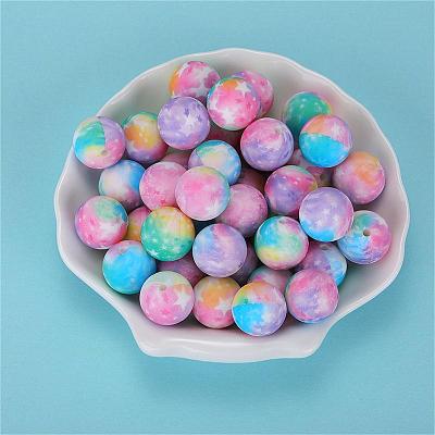 Printed Round Silicone Focal Beads SI-JX0056A-31-1