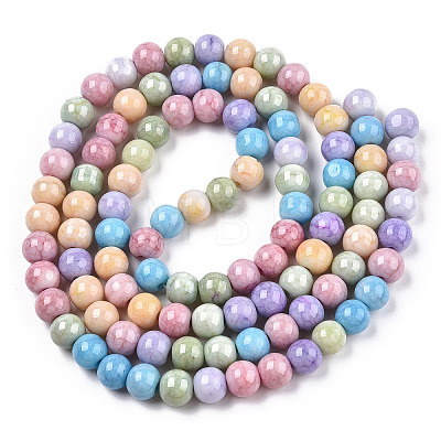 Opaque Crackle Glass Round Beads Strands GLAA-T031-01D-1