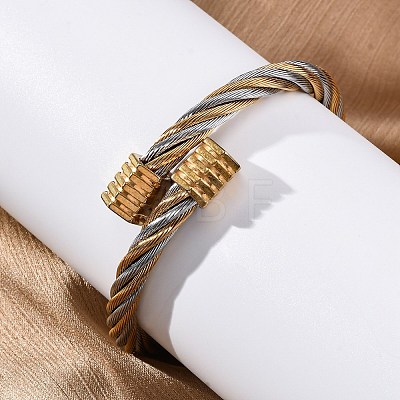 304 Stainless Steel Torque Bangles for Women BJEW-P310-21GP-1