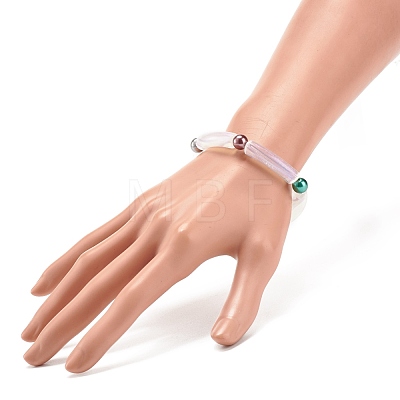 Acrylic Curved Tube & Round Chunky Stretch Bracelet for Women BJEW-JB08282-1