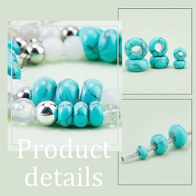   60Pcs 3 Style Synthetic Turquoise Beads TURQ-PH0001-03-1