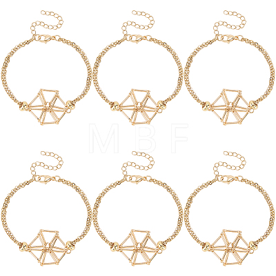 6Pcs Brass Braided Macrame Pouch Empty Stone Holder Bracelet Making BJEW-SC0001-73-1