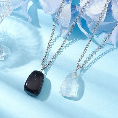 2Pcs 2 Styles Iron Rolo Chains Necklaces NJEW-JN04858-1