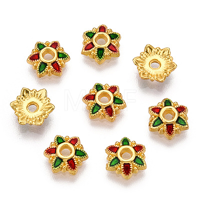 6-Petal Alloy Enamel Bead Caps X1-ENAM-TAC0023-07-1