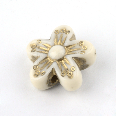 Flower Plating Acrylic Beads PACR-Q102-138A-1