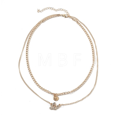 Alloy Double Layered Necklaces NJEW-B0002-03G-1