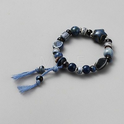 Polyester Tassel Cord Charm Bracelets BJEW-WH0016-103-1