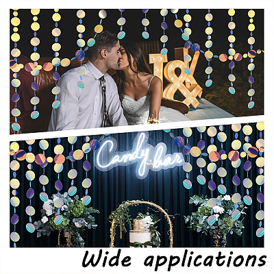 Irridescent PVC Glitter Circle Dots Garland LS-HJEW-WH0036-37-1