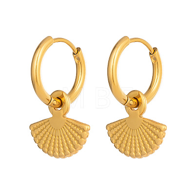 304 Stainless Steel Fan Shaped Huggie Hoop Earrings UO2750-1