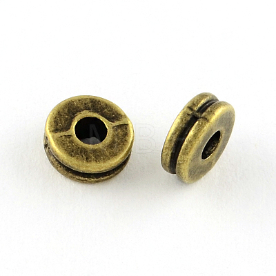 Tibetan Style Flat Round Alloy Spacers Beads TIBEP-S293-070AB-LF-1