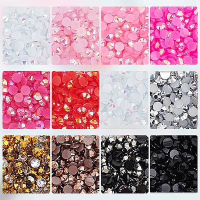 DICOSMETIC 2Box 2 Colors Pointed Back Resin Rhinestone Cabochons MRMJ-DC0001-08-1