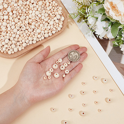 1700Pcs 3 Styles Natural Unfinished Wood Beads WOOD-PA0001-56-1