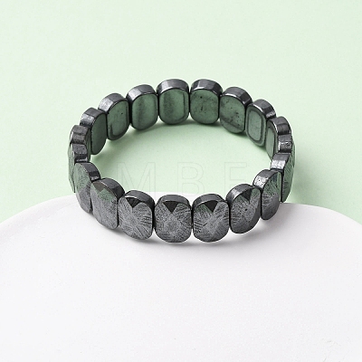 Oval Non-magnetic Synthetic Hematite Beads Stretch Bracelets for Unisex BJEW-Z149-05A-1