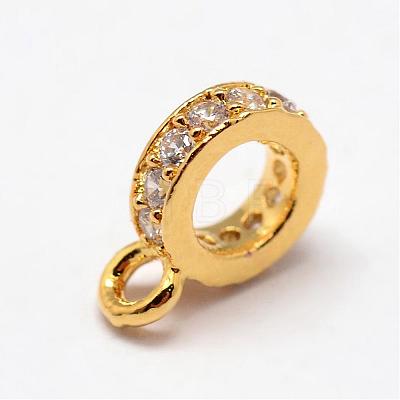 Ring Brass Micro Pave Cubic Zirconia Tube Bails ZIRC-L053-13-1