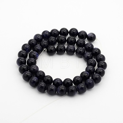 Synthetic Blue Goldstone Round Bead Strands G-P070-61-4mm-1