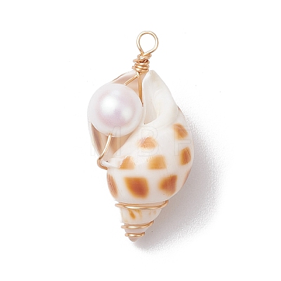 3Pcs Natural Shell Pendants PALLOY-JF03226-01-1