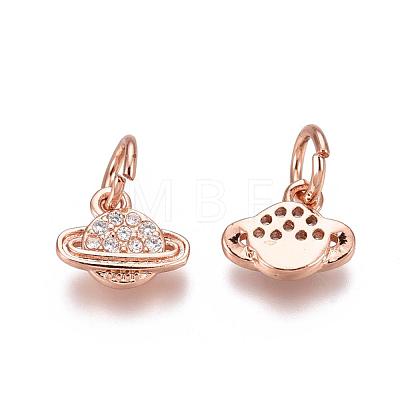 Brass Micro Pave Clear Cubic Zirconia Universe Space Charms ZIRC-F816-01-RG-1