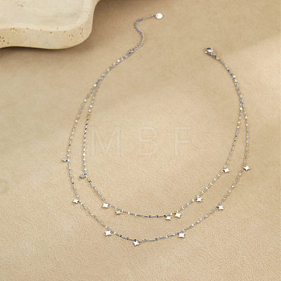 304 Stainless Steel Star Tassel Double Layer Necklaces for Women WG45CA4-02-1