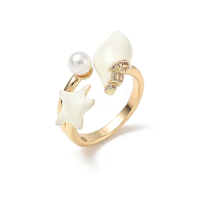 Ocean Brass Enamel Finger Rings RB-CBAD847-01C-G-1
