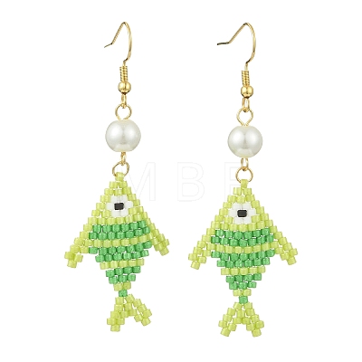 304 Stainless Steel with Glass Cylinder Seed Beads Dangle Earrings EJEW-MZ00815-1