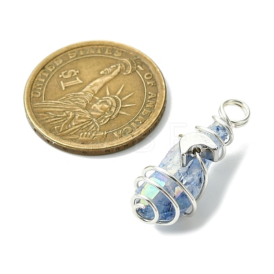 2Pcs Electroplated Natural Quartz Crystal Dyed Copper Wire Wrapped Pendants PALLOY-JF03168-02-1