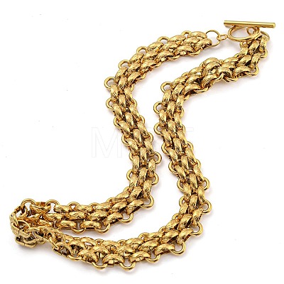 304 Stainless Steel Chain Necklaces NJEW-P298-01A-G-1
