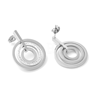 Rhinestone Multi-Ring Dangle Stud Earrings EJEW-E286-10P-1