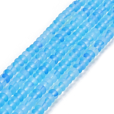 Frosted Transparent Glass Beads Strands X-FGLA-M002-01B-1