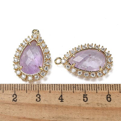 Natural Amethyst Faceted Teardrop Pendants G-I375-01G-18-1