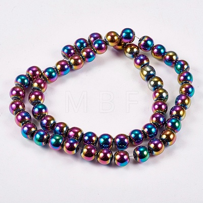 Electroplate Non-magnetic Synthetic Hematite Beads Strands X-G-J169A-8mm-05-1