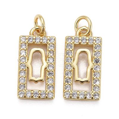 Brass Micro Pave Clear Cubic Zirconia Pendants ZIRC-Z010-08G-1